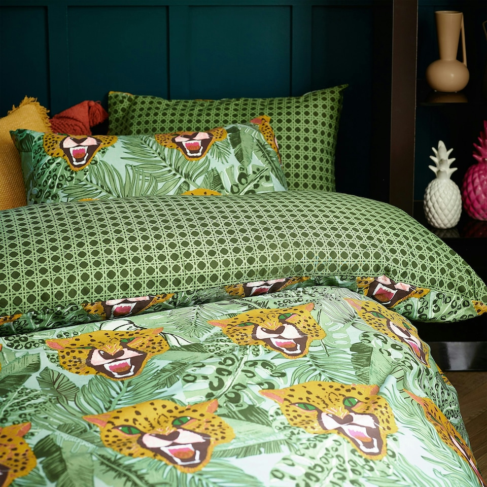 image 1 of furn. Untamed Cheetah Botanical King Duvet Cover Set