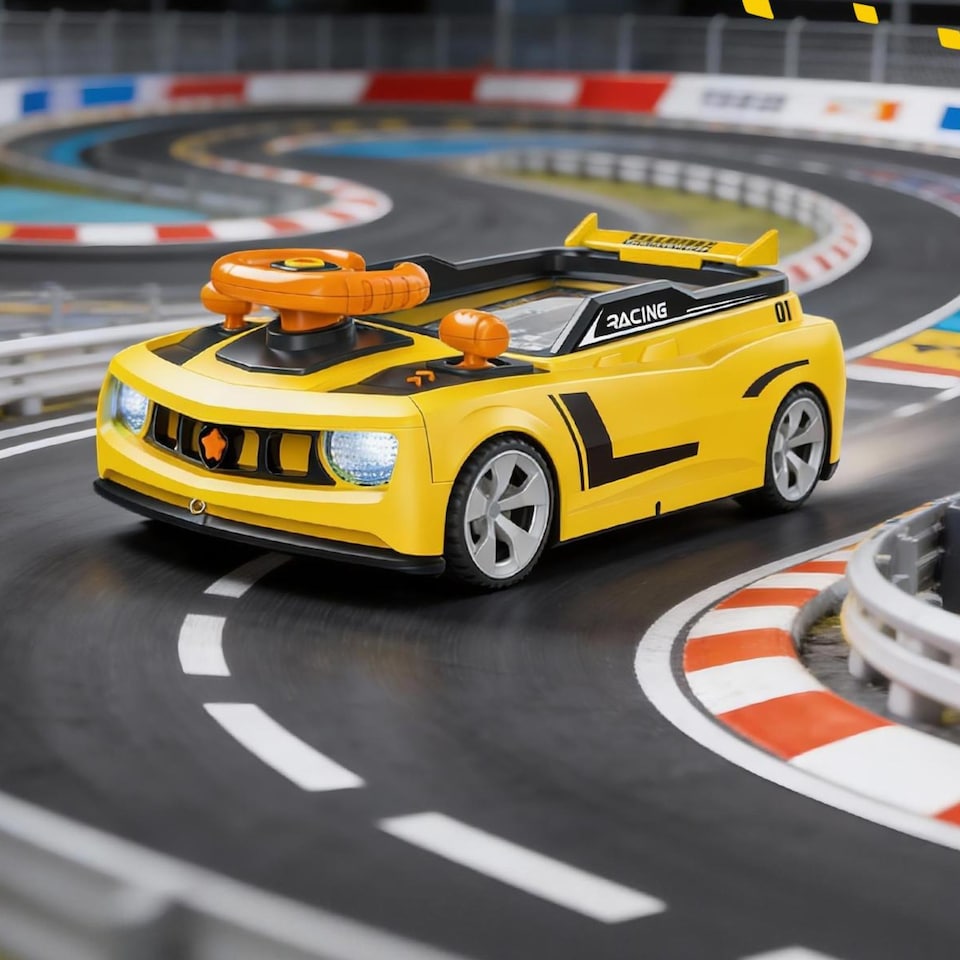 image 1 of Simulation Racing Car Game Toy for Kids - Interactive Driving Game with Steering Wheel, Lights & Sounds