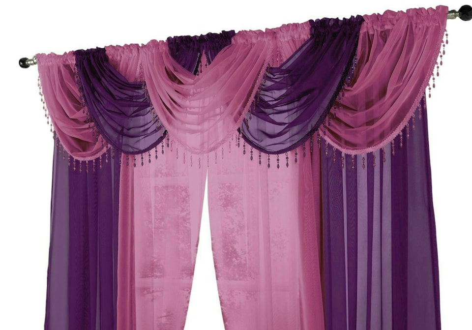 image 1 of Beaded Swag Panel - Cerise