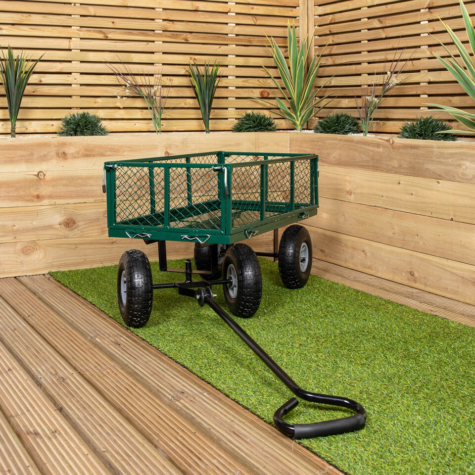 image 1 of Heavy Duty Green Metal Garden Festival Cart Truck Trolley Wheelbarrow