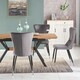 image 8 of Set of 2 New York Modern Velvet Dining Chairs with High Back, Black Metal Legs | Grey | Silver End Tips