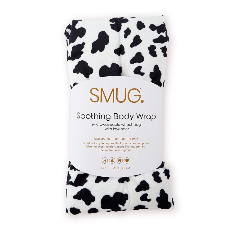 image 1 of SMUG Soothing Body Wrap Wheat Bag Infused with Lavender Oil - Cow Print