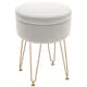 image 1 of HOMCOM 5L Velvet Storage Ottoman, Modern Round Footstool with Metal Hairpin Legs and Removable Lid, Dressing Table Stool Side Table for Hallway, Bedroom, Living Room, 33 x 33 x 43 cm, Cream White