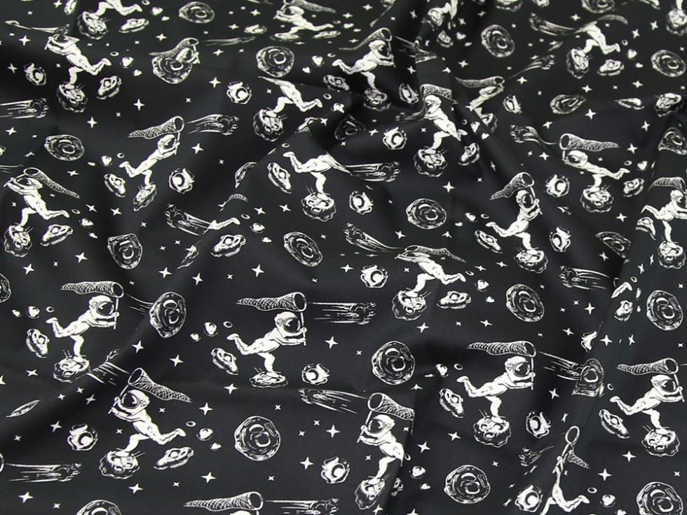 Rose and Hubble Black 100% Cotton Poplin Dressmaking Fabric, 112.5cm / 44" Wide - per metre
