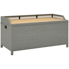 Outsunny Rattan Outdoor Storage Bench with Aluminium Frame, Grey Grey | Grey