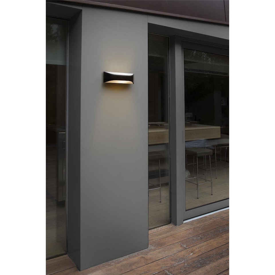 image 1 of View 1 Light Outdoor Wall Light White, Dark Grey IP54, E27