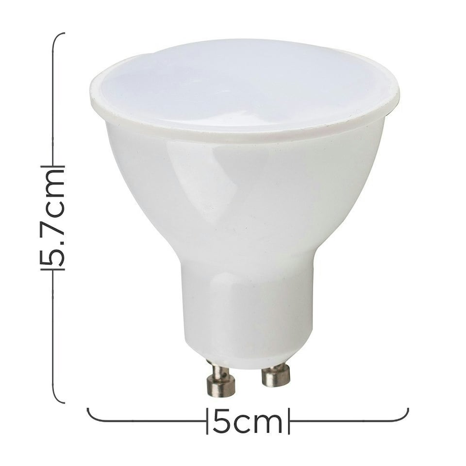 image 1 of ValueLights 4 Pack GU10 White Plastic Spotlight LED 5W Cool White 4500K 450lm Light Bulb