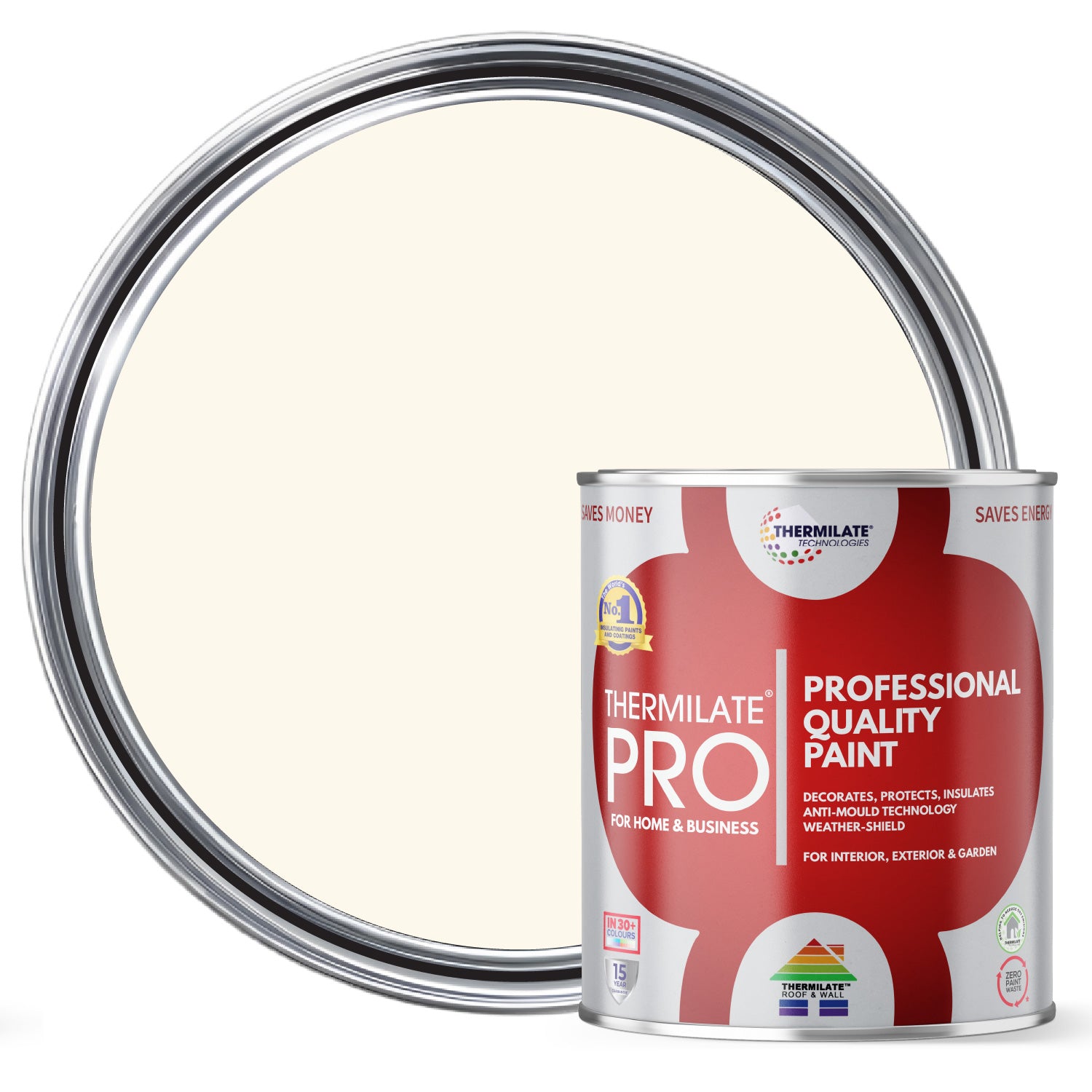 Thermilate PRO FLEX Interior & Exterior Paint - Multi-Surface Paint & Primer - All-in-One - Creamy White - 2.5L - Matt
