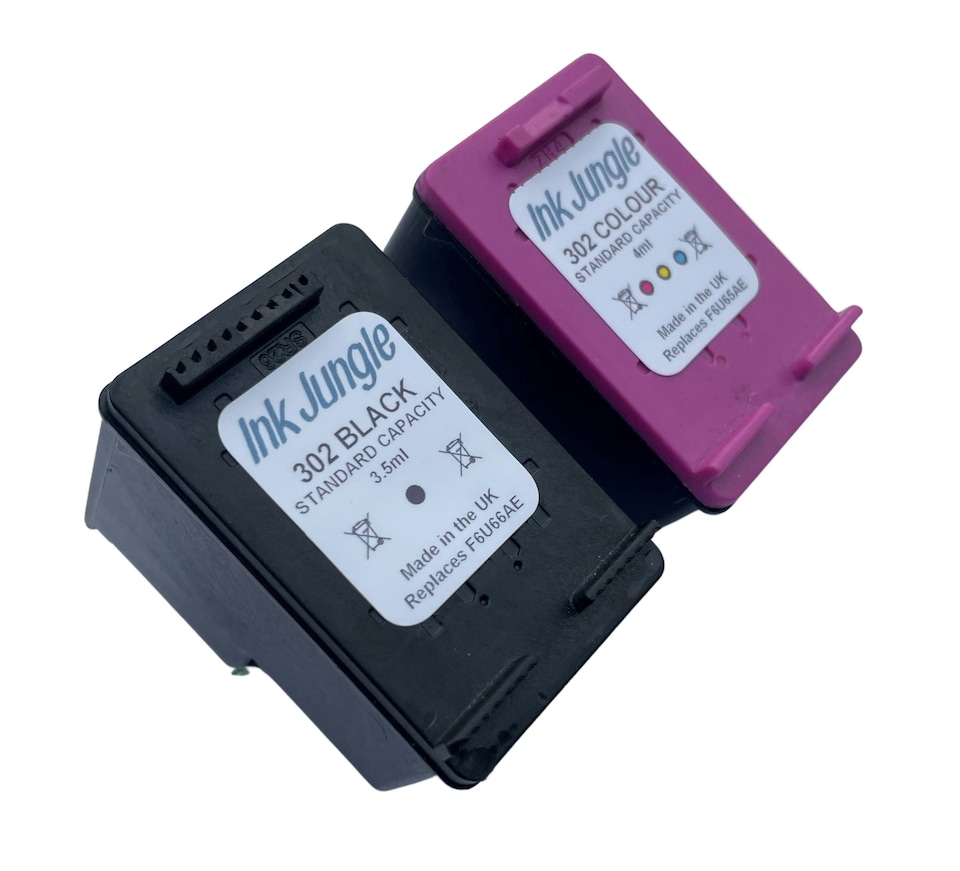 image 1 of Ink Jungle 302 Black & Colour Refilled Ink Cartridge - Replaces HP 302 Black & Colour