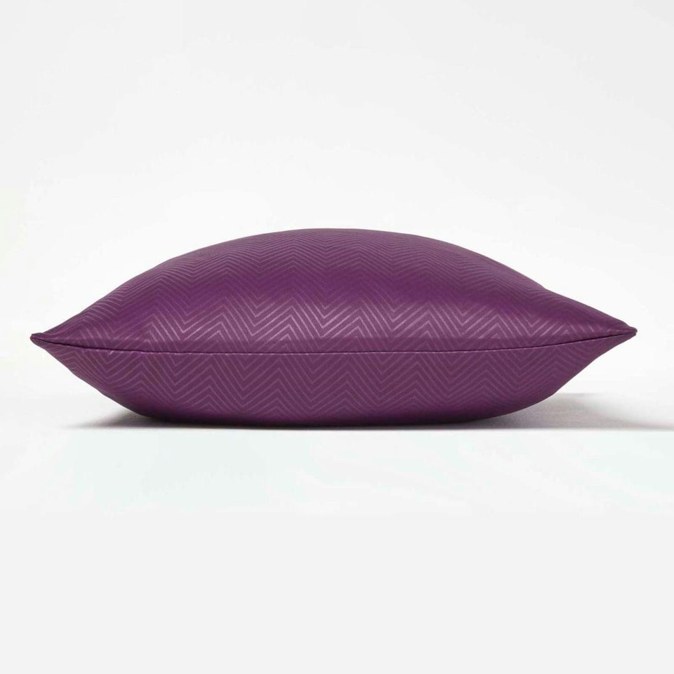 image 1 of Homescapes Aubergine Herringbone Chevron Cushion Cover - 45 x 45 cm | Purple | Aubergine | 45 x 45 cm