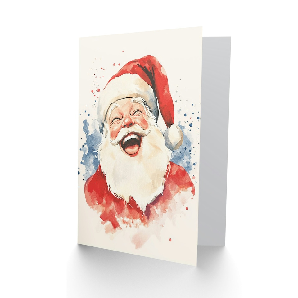 image 1 of Happy Jolly Santa Claus Festive Fun Xmas Art Blank Christmas Card