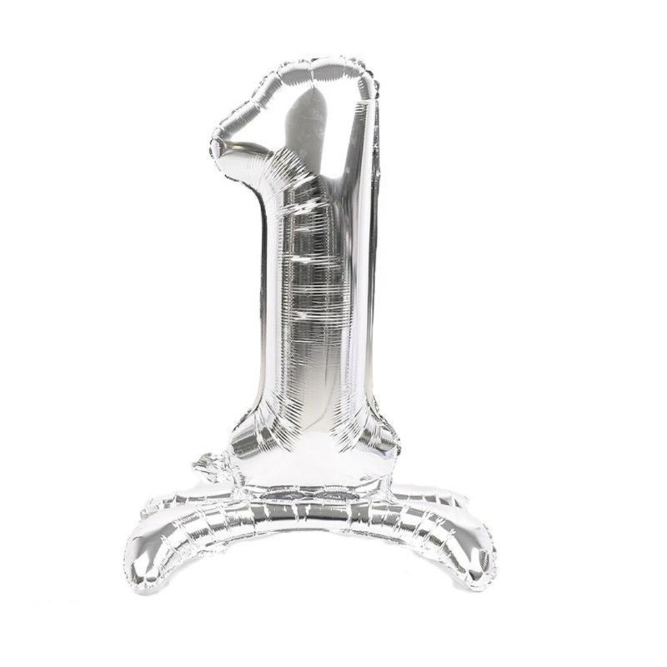 Realmax Standing Number 1 Foil Balloon - Silver - One Size