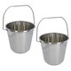 image 1 of 12L Stainless Steel Metal Bucket Pail Water Carrier Greenhouse Garden BBQ 2PK