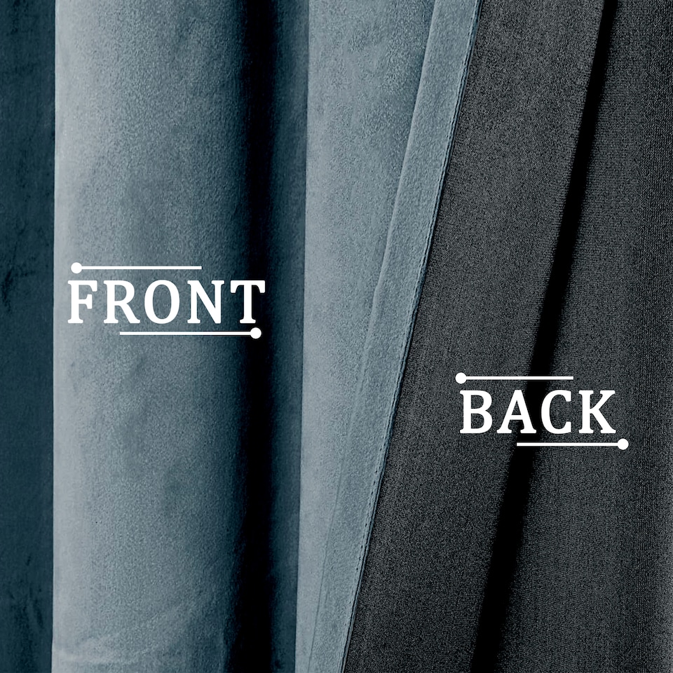 image 1 of Dusty Blue Velvet Blackout Eyelet Curtains - 46x54 Inch Drop - 2 Panel | Blue | One Size