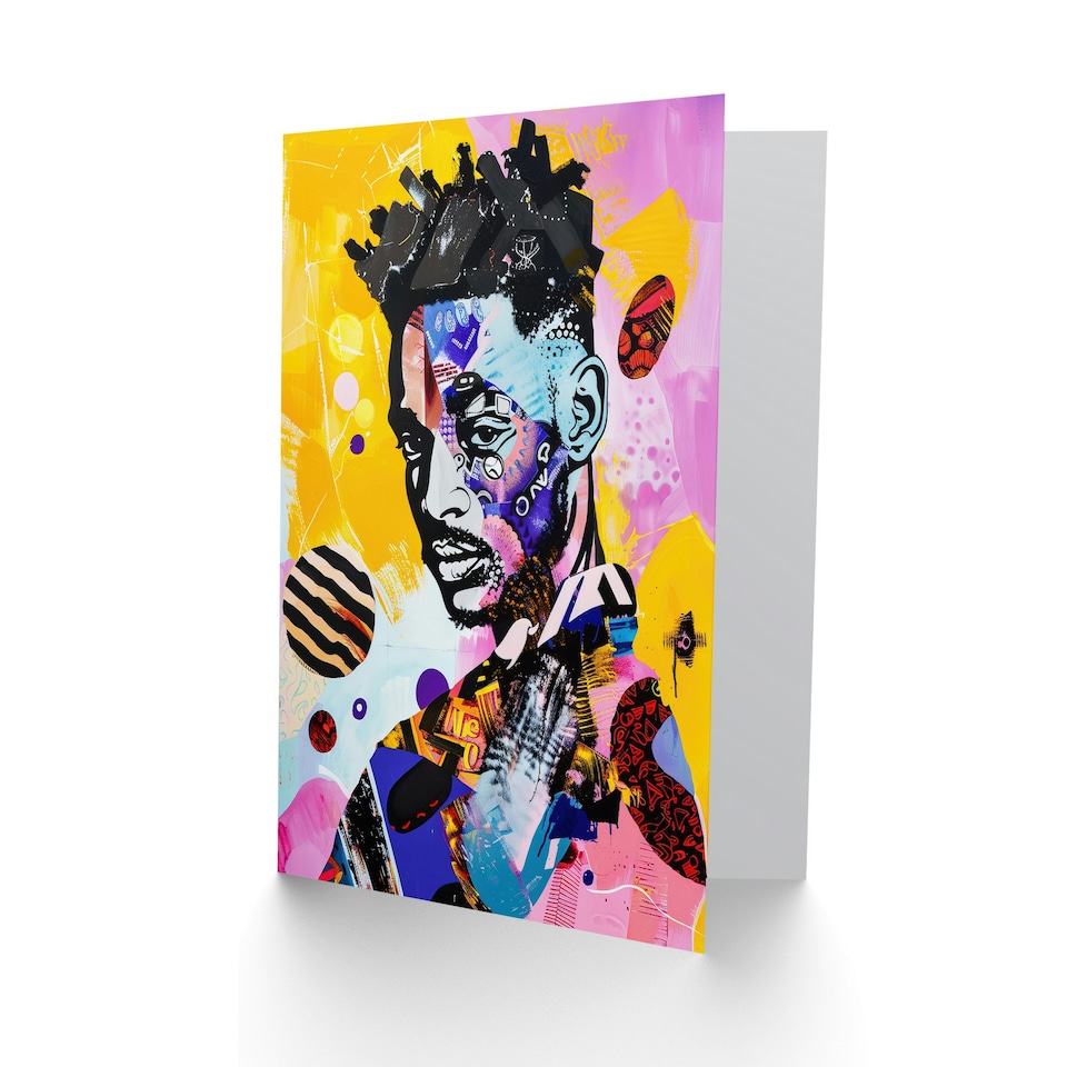 image 1 of African Soul Boy Culture Portrait Mixed Media Him Her Birthday Card