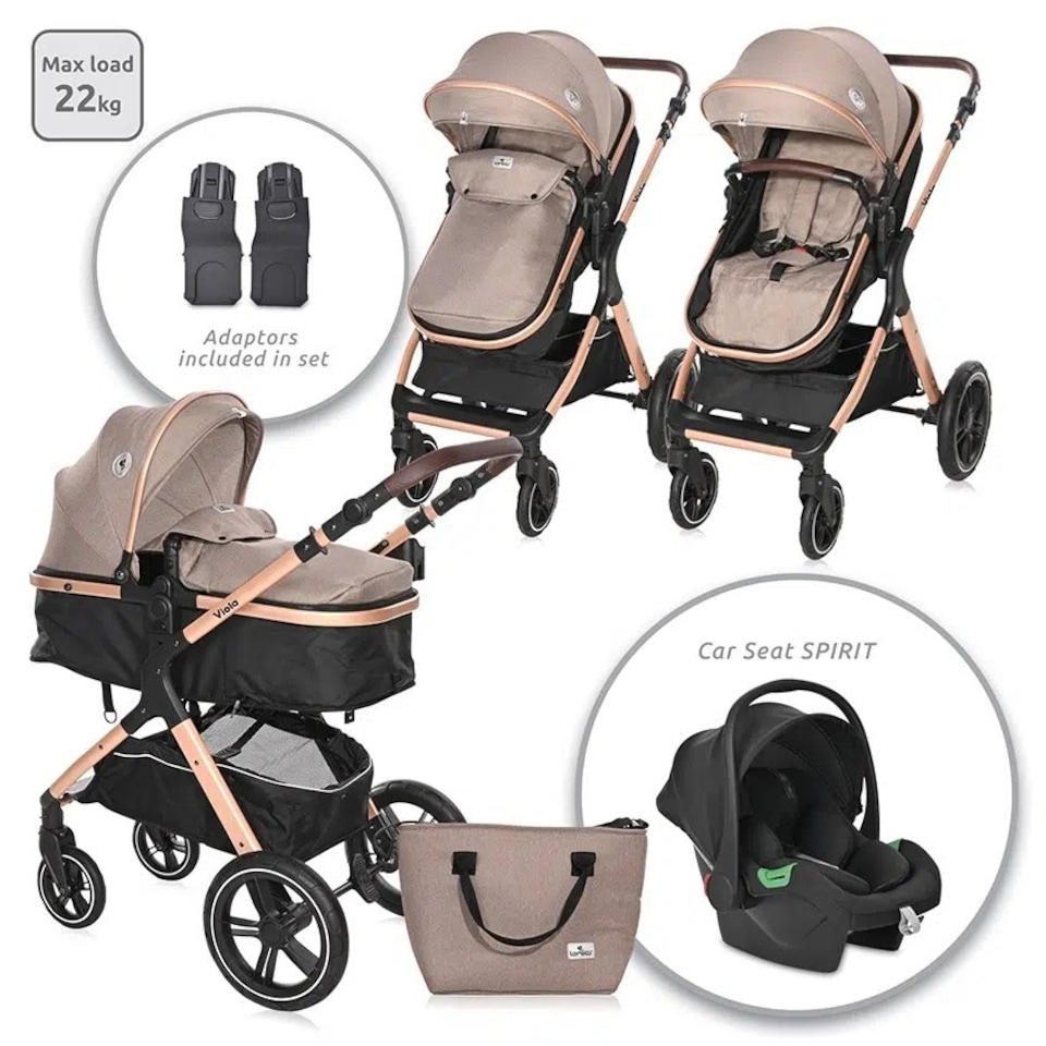 image 1 of Lorelli Viola 3 in 1 Travel System - Pearl Beige N/A