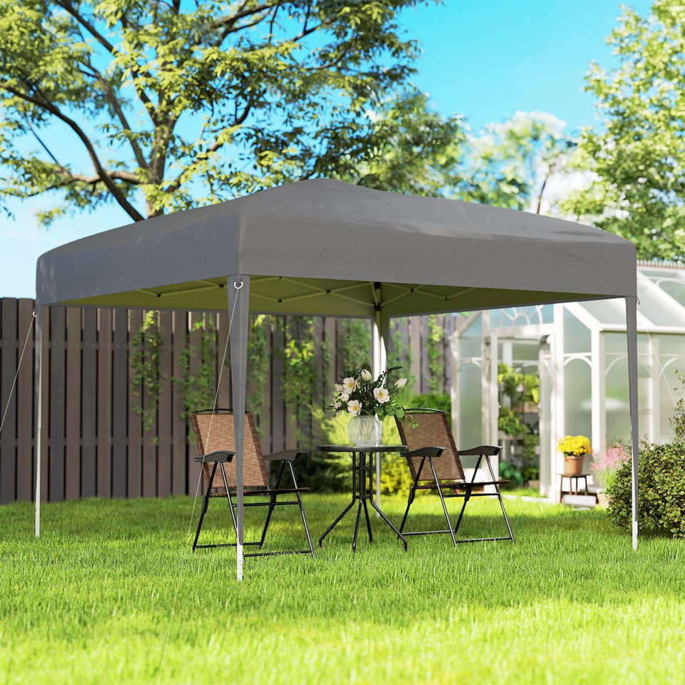 image 1 of Outsunny 3 x 3M Garden Pop Up Gazebo Height Adjustable Marquee Party Tent Wedding Canopy with Carrying Bag, Grey