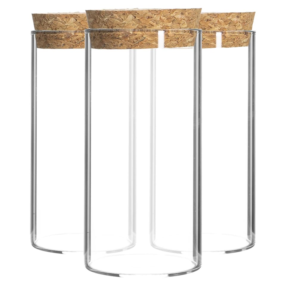image 1 of Argon Tableware Glass Storage Jars with Cork Lids - 110ml - Pack of 3