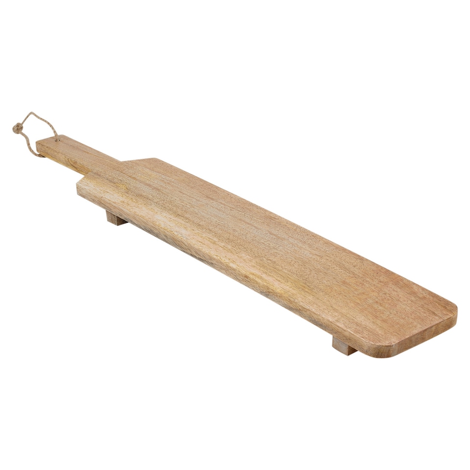 image 1 of Large Teak Wood Chopping Cutting Board with Hanging Rope Handle | Brown | 1