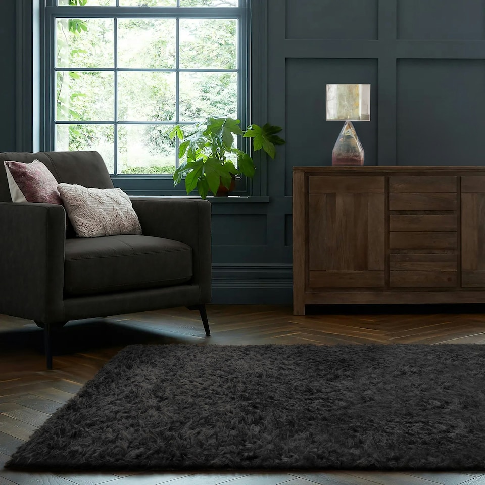 image 1 of Home Republic Montana Fluffy Rug - 80 x 150 Grey