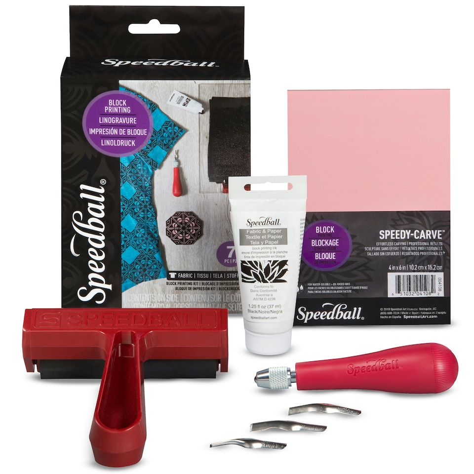 image 1 of Speedball Starter Block Printing Fabric Kit, Multicoloured, Single Set