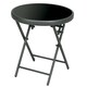 image 9 of Outsunny Round Folding Side Table w/ Imitation Marble Glass Top, Black