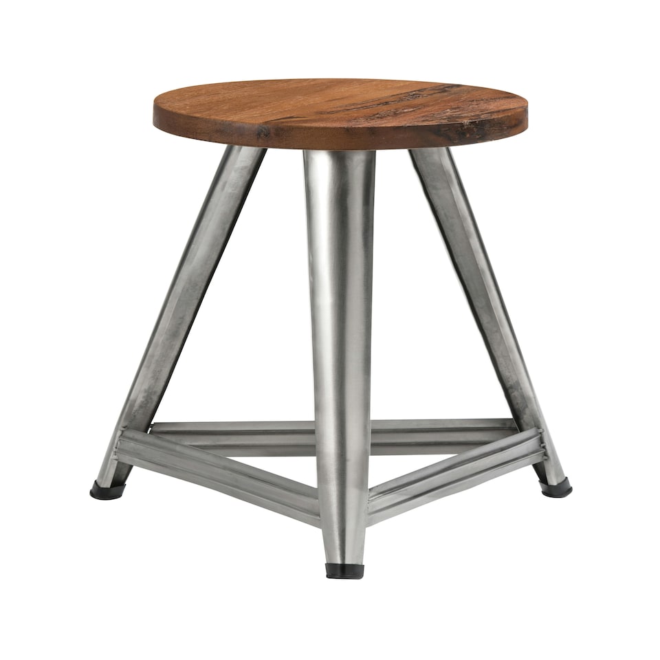 image 1 of Interiors by Premier Large Stool, Industrial Wood Stool, Charming Rustic Wooden Kitchen Stool, Vintage Stool, Wooden Bar Stool Silver
