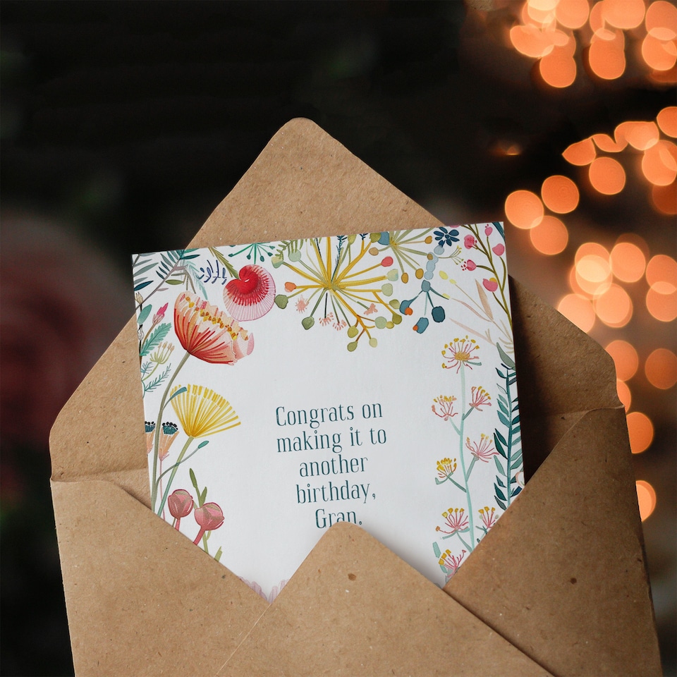 image 1 of Greeting Card Congrats On Making It Gran Floral Flowers Birthday