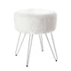 image 1 of Living and Home Round Fuzzy Vanity Stool - White