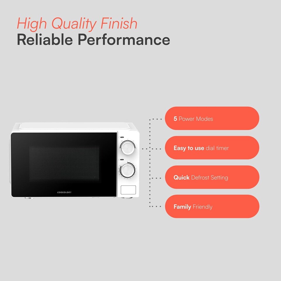 image 1 of 20L Freestanding Microwave Oven with Mechanical Controls 700W - White