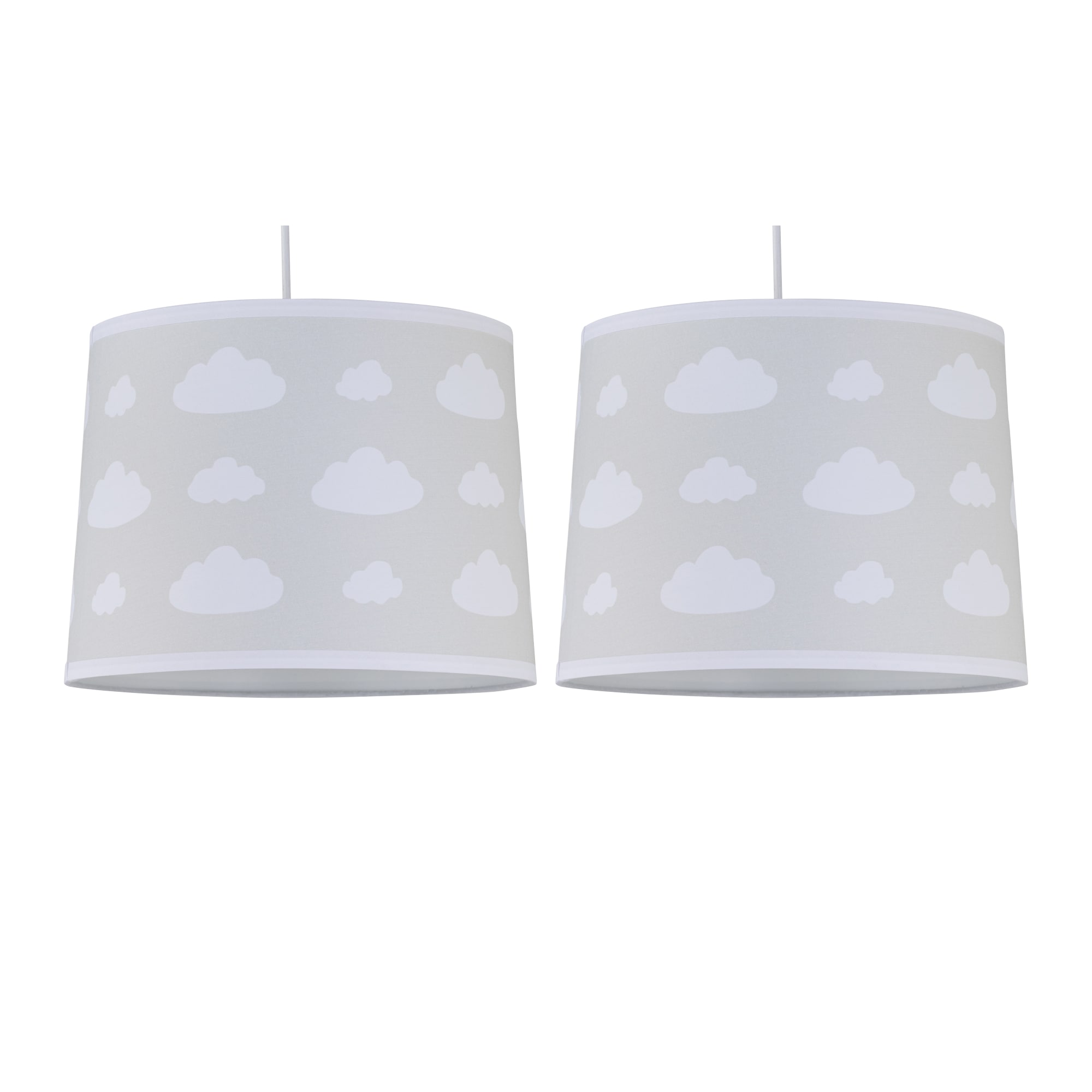 First Choice Lighting Set of 2 Clouds - Light Grey Easy Fit Fabric Pendant Shade in White