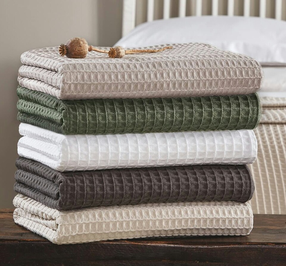 image 1 of Waffle Throw Blanket 175 x 225cm - Khaki
