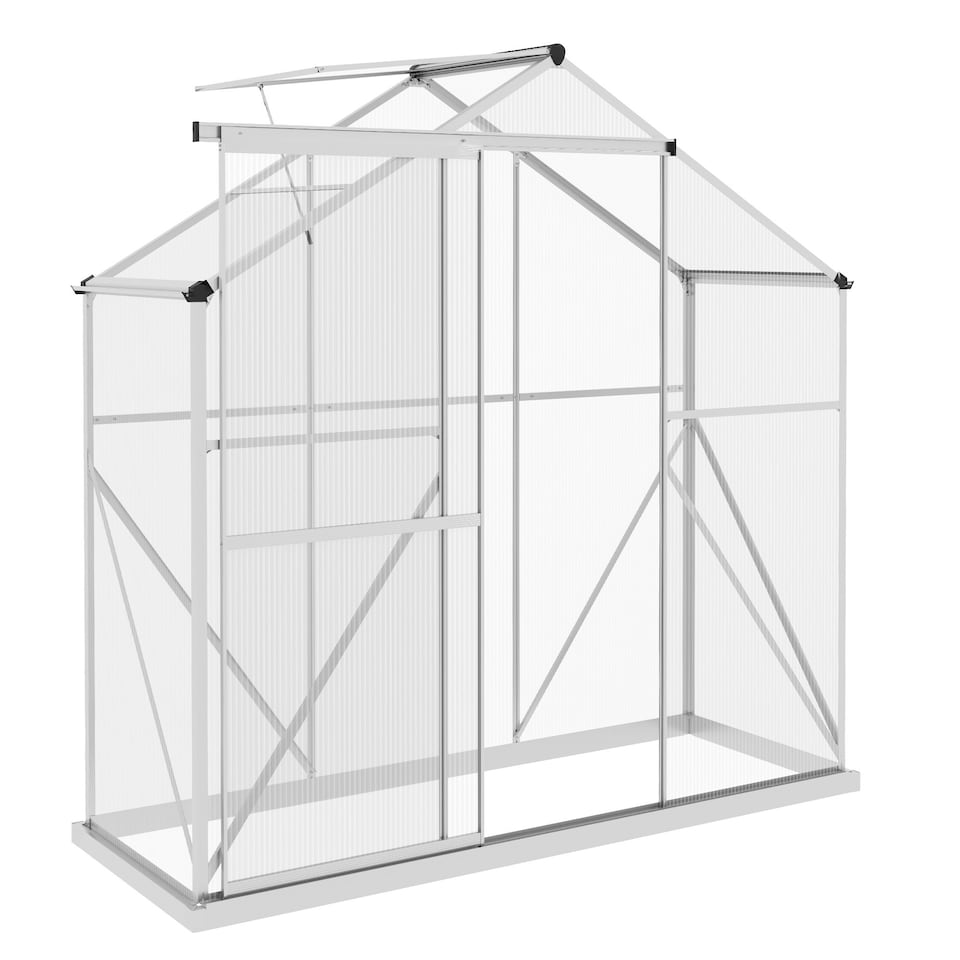 image 1 of Outsunny 6 x 2.5ft Polycarbonate Greenhouse Aluminium Green House