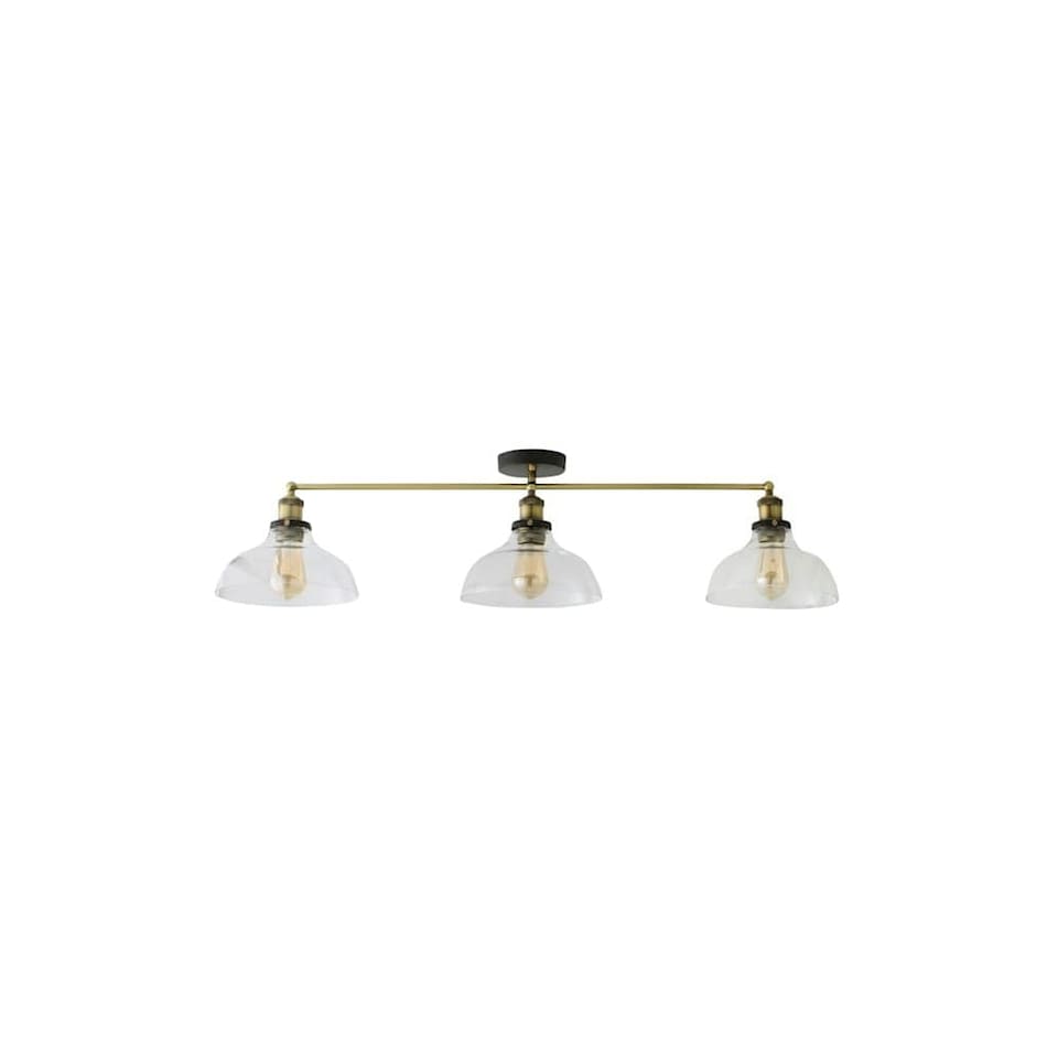 image 1 of ValueLights Wallace Industrial 3 Way Black Ceiling Bar Light | Gold