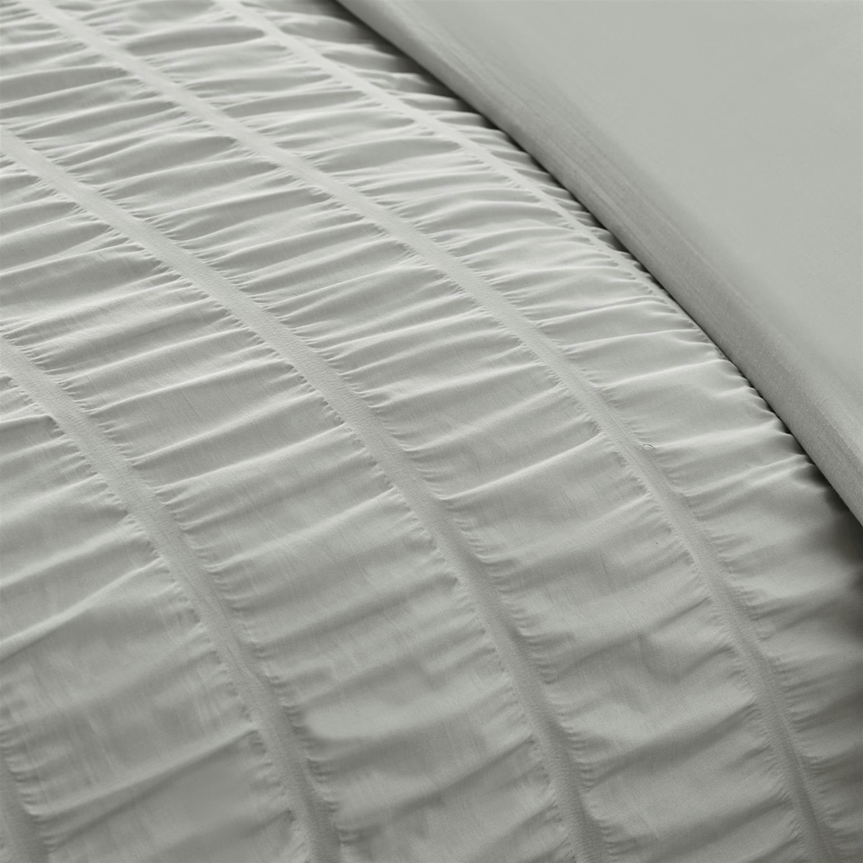 image 1 of Catherine Lansfield Seersucker Frill Silver Duvet Cover Set Grey | Double