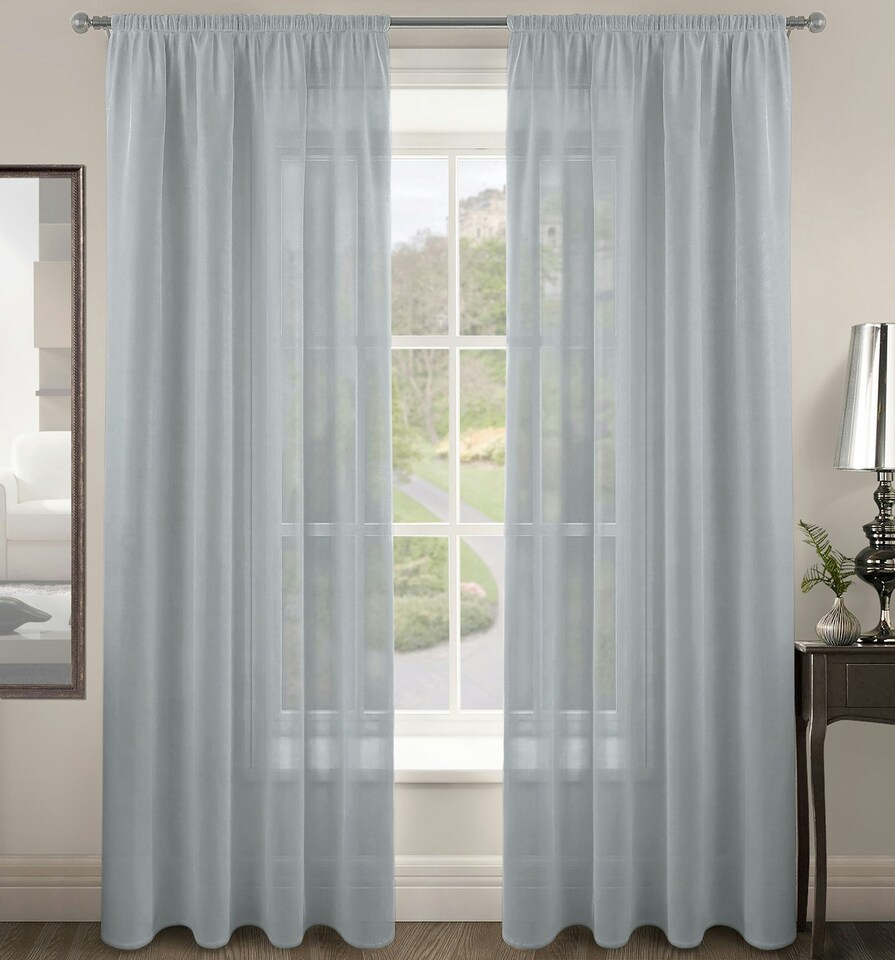 Velosso Riva Slot Top Single Voile Panel - 150cm x 182cm | Silver | Silver