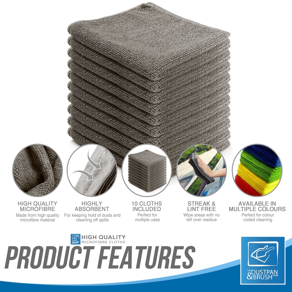 image 1 of Microfibre Cleaning Cloth 40x40cm Super Absorbent Lint Free Microfiber Cloths Cleaning for Home, Kitchen, Mirrors, Car - Pack of 10
