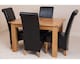 image 3 of Hampton 120-160cm Oak Extending Dining Table and 4 Montana Leather Chairs | Black | Black