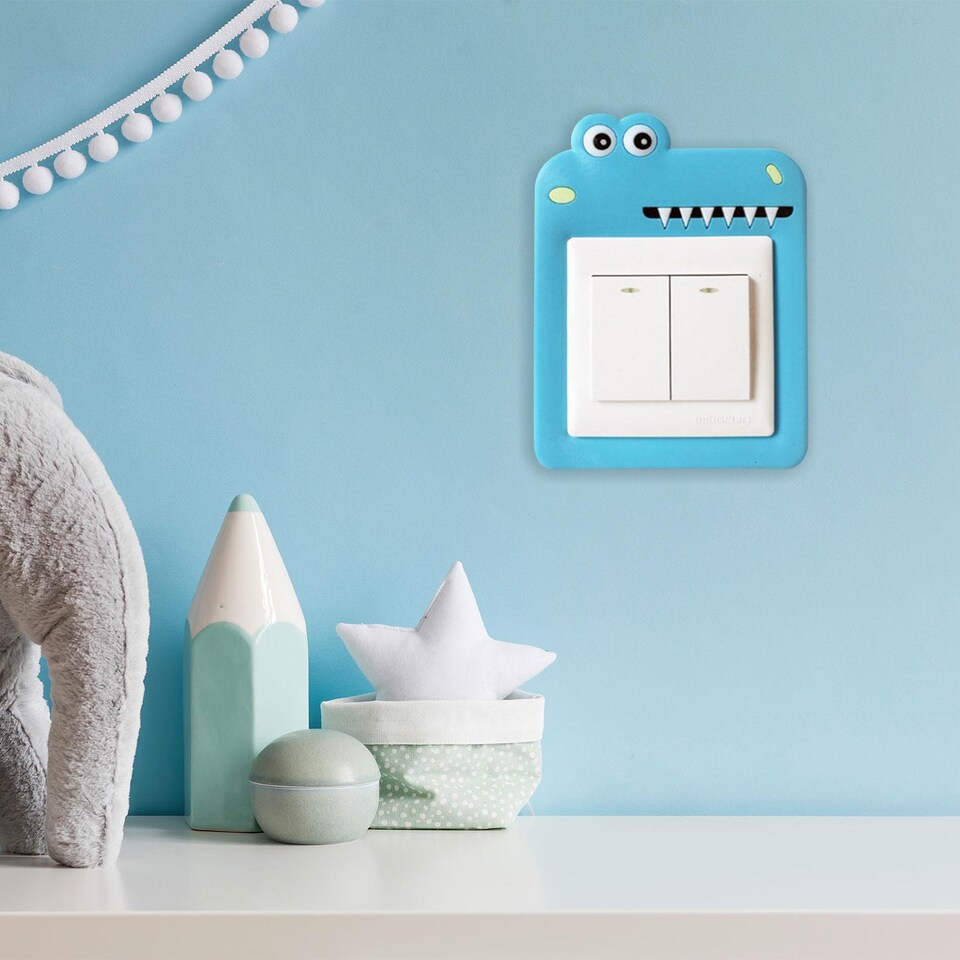 image 1 of Haven Novelty Electrical Outlet Waterproof Switch Cover Sticker, Blue Shark