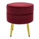 image 2 of Interiors by Premier Red Velvet Round Footstool, Ottoman Small Footstool with Soft Upholstery, Velvet Pouffe for Home