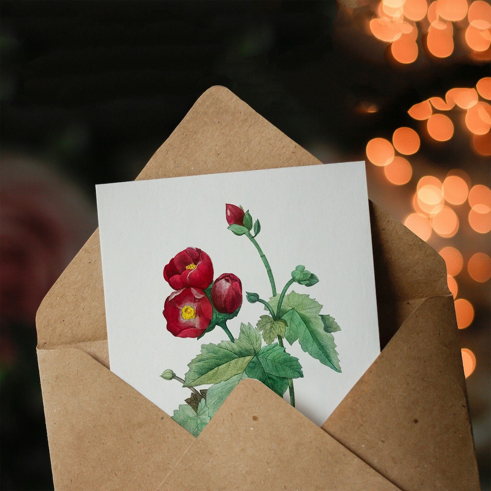 image 1 of Pierre-Joseph Redouté Art Card Callirhoe Poppy Mallow Flower
