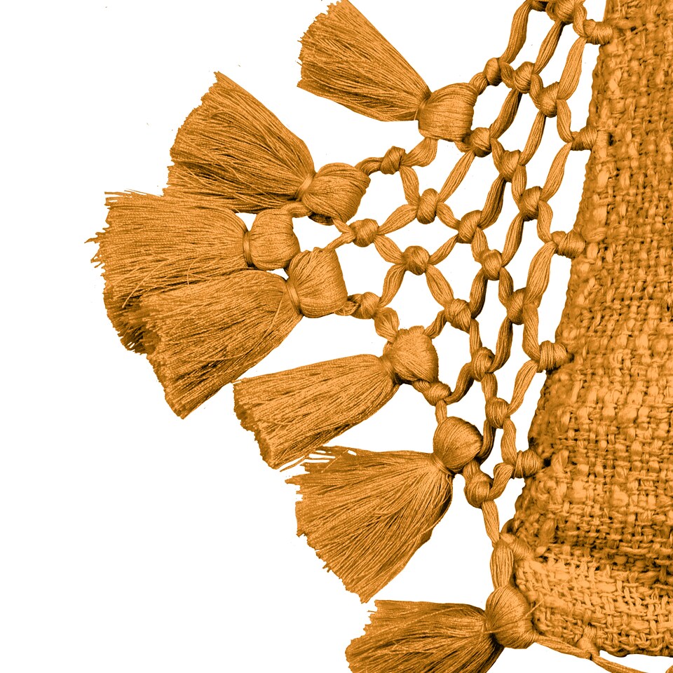 image 1 of Yard Anko Macramé Tassel Cushion, Ginger, 45 x 45cm