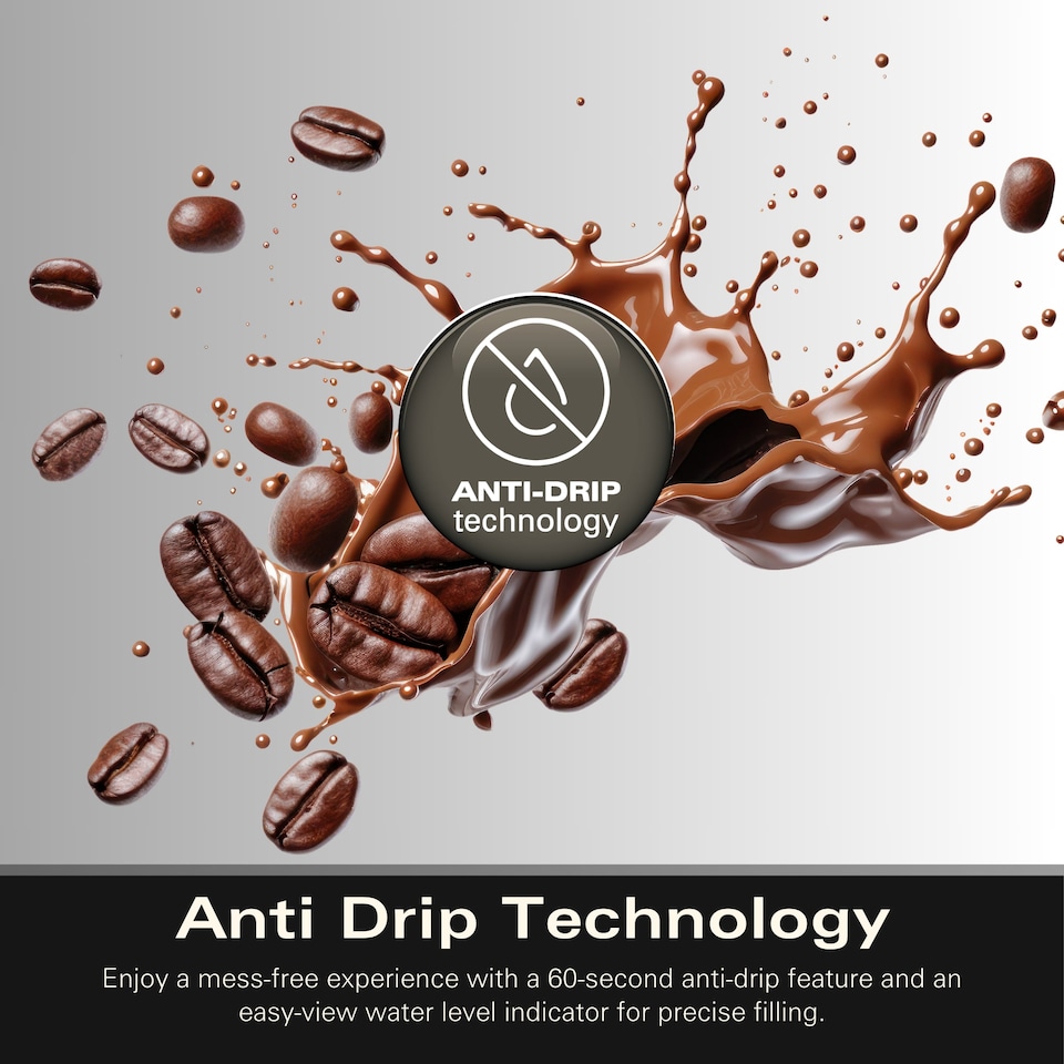 image 1 of Hamilton Beach Filter Coffee Machine, Ella 1.5L, 900W, Coffee Maker for Instant Coffee, Espresso, Macchiato, Makes 12 Cups, Re-usable Filter, Anti-Drip, Water Level Window, Matte Black - HBC9453MB