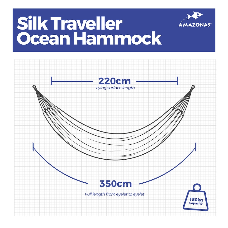 image 1 of Amazonas Ultralight Camping Hammock – Silk Traveller Ocean