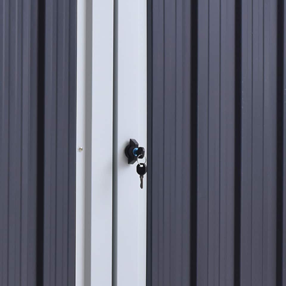 image 1 of Outsunny 2-Bin Corrugated Steel Rubbish Storage Shed w Locking Doors