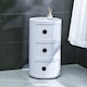image 5 of Living and Home Cylindrical Multi-Tiered Plastic Storage Drawer Unit - 3 Drawer White
