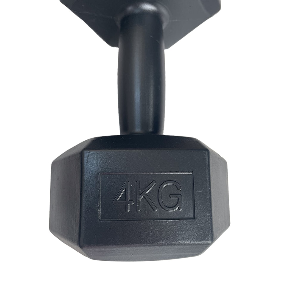 image 1 of HXGN 4kg Hex Vinyl Dumbbells (Pair) - Black | Black | BLACK | 4 kg
