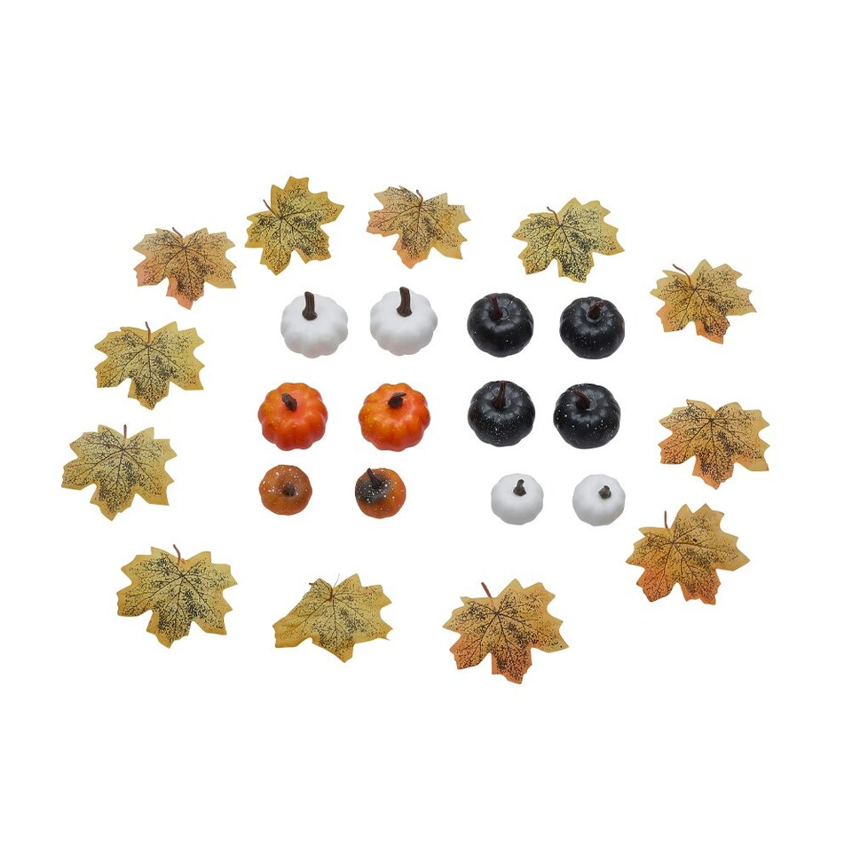 image 1 of Living and Home 24Pcs Halloween Maple Leaves Pumpkins Ornament Set