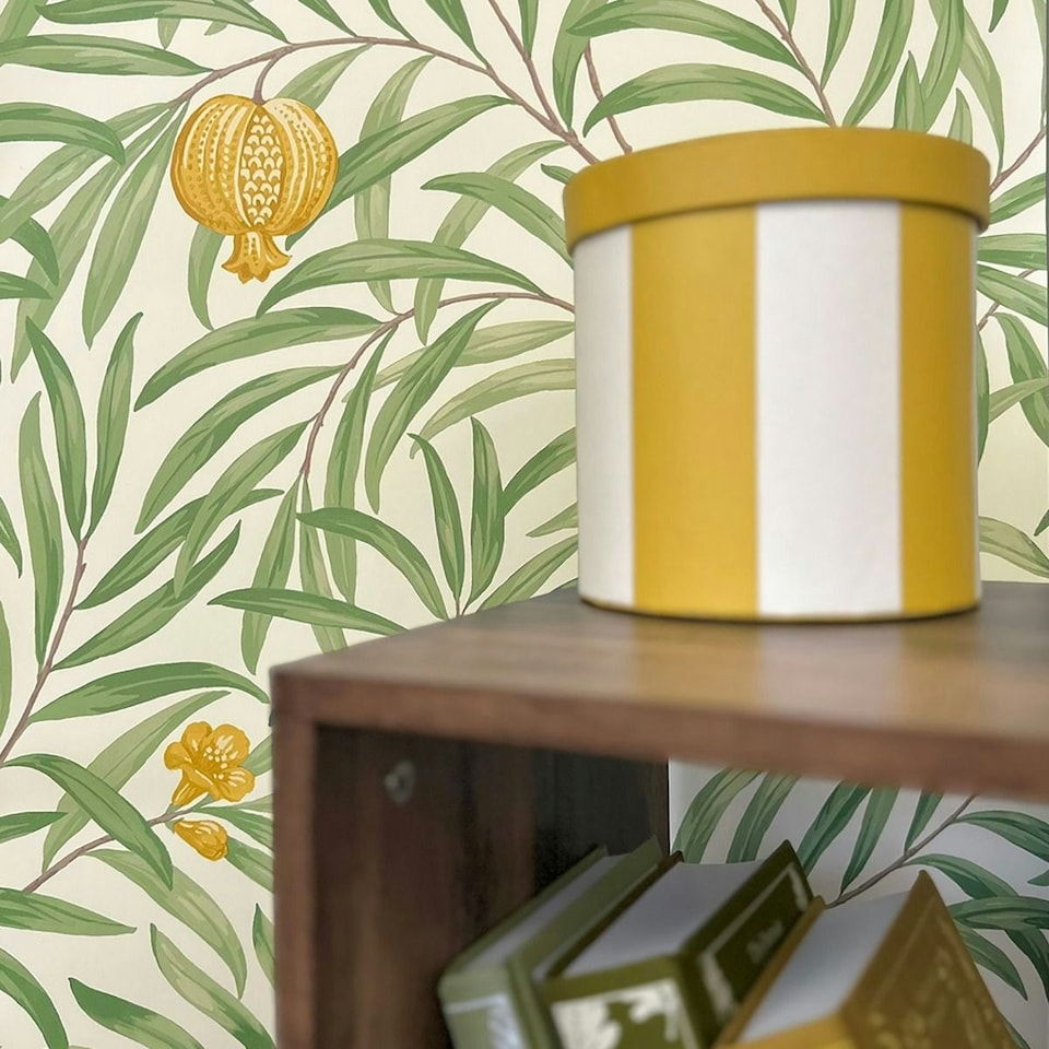 image 1 of Belgravia Pomegranate Wallpaper - Green/Yellow - 10m x 53cm