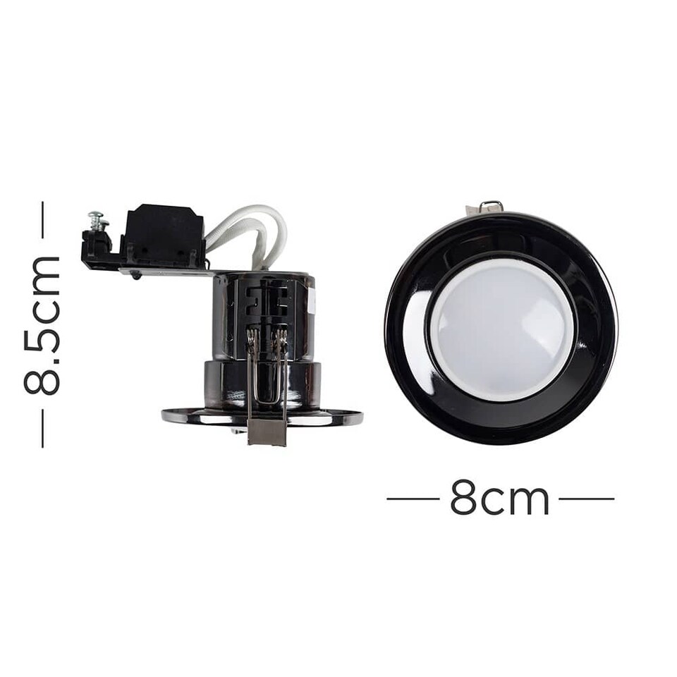 image 1 of ValueLights Downlight Fire Rated Black Chrome Ceiling Light Fitting Single Pack